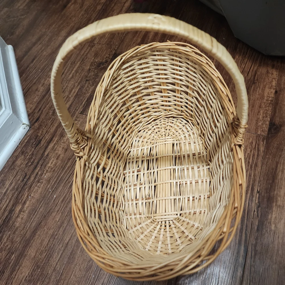 Natural Oversize Woven Eadter Or Flower Basket with Handle